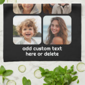 6フォトコラージュと白い文字(黒) キッチンタオル (折り畳み)