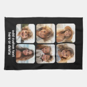 6フォトコラージュと白い文字(黒) キッチンタオル (横)