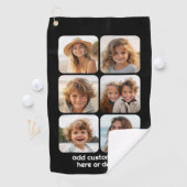 6フォトコラージュと白い文字(黒) ゴルフタオル (インサイチュ)