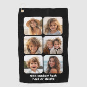 6フォトコラージュと白い文字(黒) ゴルフタオル (正面)