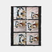 6フォトコラージュのミニマル – 名前を黒に追加 フリースブランケット (正面)