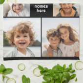 6フォトコラージュのミニマル – 白と黒 キッチンタオル (折り畳み)