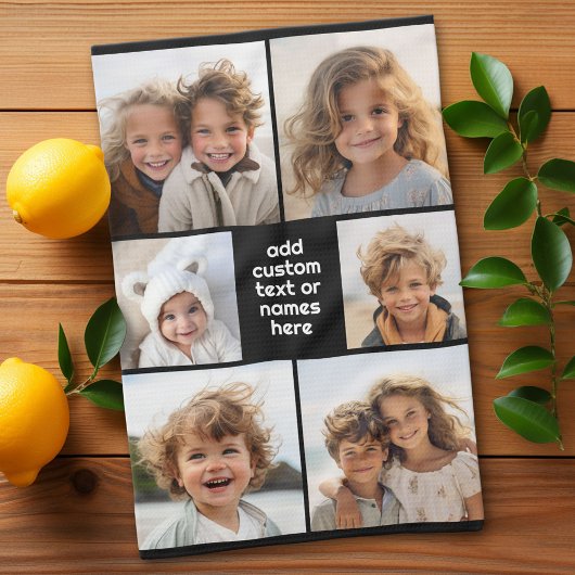 6フォトコラージュのミニマル – 白と黒 キッチンタオル