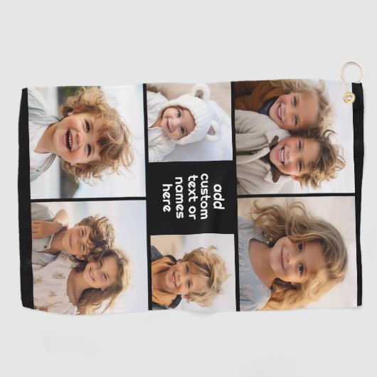 6フォトコラージュのミニマル – 白と黒 ゴルフタオル (横)