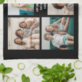 6フォトコラージュのミニマル – 白文字 キッチンタオル (折り畳み)