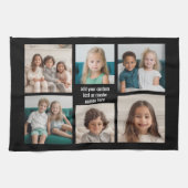 6フォトコラージュのミニマル – 白文字 キッチンタオル (横)