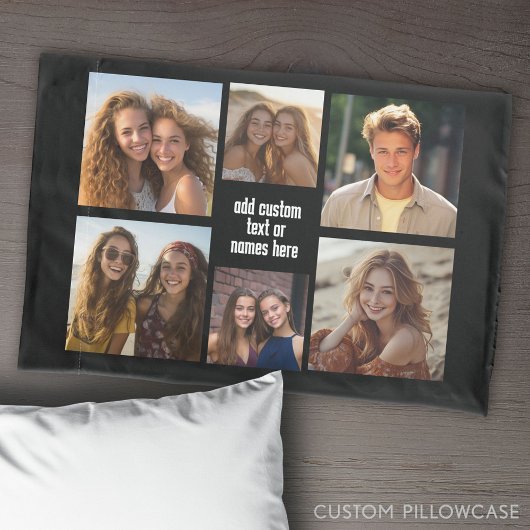 6フォトコラージュのミニマル – 白黒グリッド 枕カバー