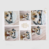 6フォトコラージュのミニマル – 金ゴールドとホワイトグリッド ゴルフタオル (横)