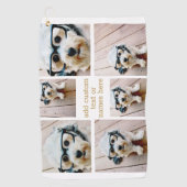 6フォトコラージュのミニマル – 金ゴールドとホワイトグリッド ゴルフタオル (正面)