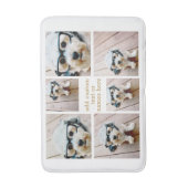 6フォトコラージュのミニマル – 金ゴールドとホワイトグリッド バスマット (正面縦)