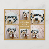 6フォトコラージュのミニマル – 金ゴールドとホワイトグリッド ポストカード (正面)