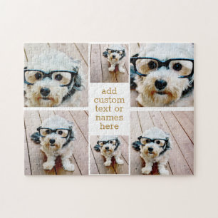 6フォトコラージュのミニマル – 金ゴールドと白 ジグソーパズル