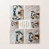 6フォトコラージュのミニマル – 金ゴールドと白 ジグソーパズル (縦)