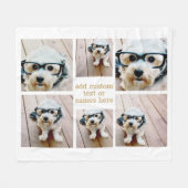 6フォトコラージュのミニマル – 金ゴールドと白 フリースブランケット (正面(横))