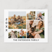 6フォトコラージュの家族の名前ミニマルモダンリスト シーズンポストカード (正面)