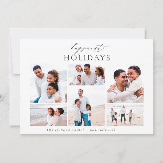 6フォトコラージュエレガントクリスマス最も幸せ シーズンカード (正面)