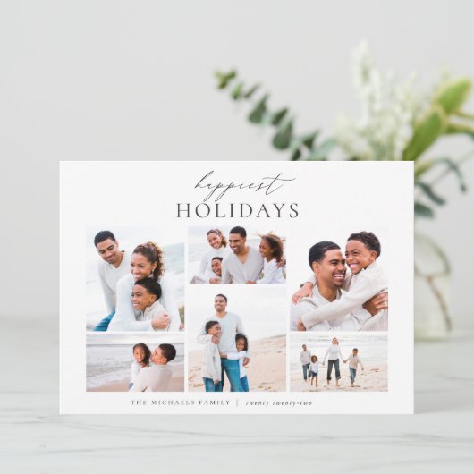 6フォトコラージュエレガントクリスマス最も幸せ シーズンカード (スタンド正面)