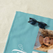 6フォトコラージュカスタムの文字ライトブルー ビーチタオル (インサイチュ)