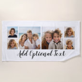 6フォトコラージュカスタム文字白黒 ビーチタオル (正面)