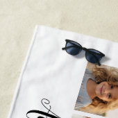 6フォトコラージュカスタム文字白黒 ビーチタオル (インサイチュ)