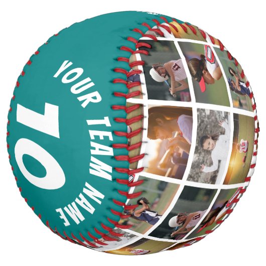 6フォトコラージュティール（緑がかった色）プレイヤー番号チーム名 ソフトボール (アングル)