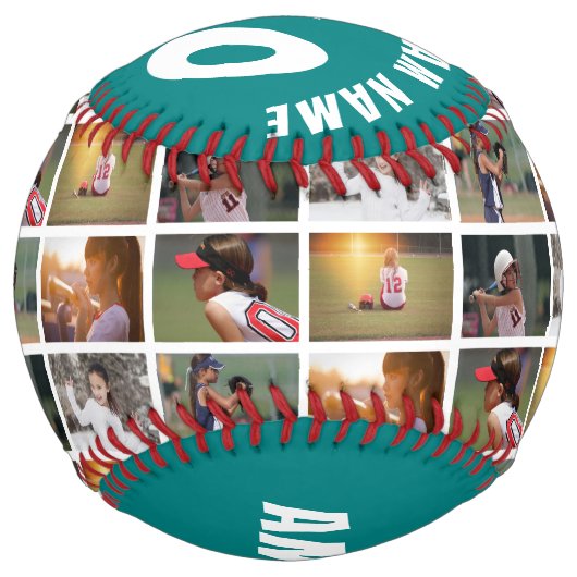 6フォトコラージュティール（緑がかった色）プレイヤー番号チーム名 ソフトボール (正面)