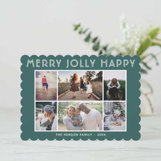 6フォトコラージュハッピンメリーグすてきクリスマス シーズンカード (スタンド正面)
