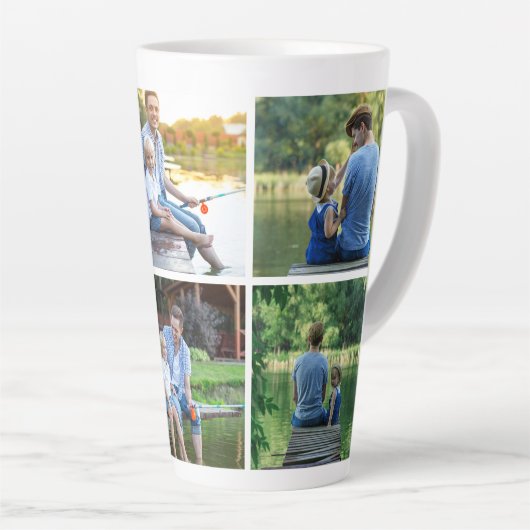 6フォトコラージュパパ父キープサケ カフェラテマグ (右アングル)