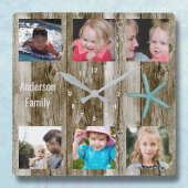 6フォトコラージュビーチプランク スクエア壁時計