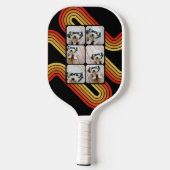 6フォトコラージュファンキーラインアートブラックサンセットカラー ピックルボールラケット (裏面)