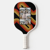 6フォトコラージュファンキーラインアートブラックサンセットカラー ピックルボールラケット (正面)