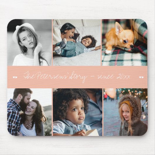 6フォトコラージュモダンファミリーカスタム文字 マウスパッド (正面)