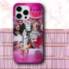 6フォトコラージュモダンホットピンクグラデーション iPhone 15 PRO MAXケース