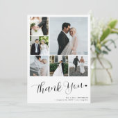 6フォトコラージュモダンミニマリスト結婚のスクリプト サンキューカード (スタンド正面)