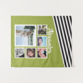 6フォトコラージュライムストライプのパターパーソナライズされたン タペストリー (正面(横))