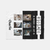 6フォトコラージュ動物愛好家白黒 フリースブランケット (正面(横))