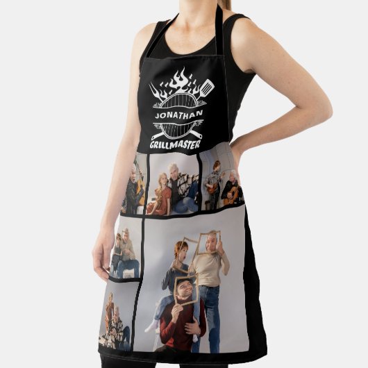 6フォトコラージュ名パーソナライズされたグリルマスターBBQ エプロン (インサイチュ)