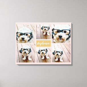 6フォトコラージュ名ミニマリスト – カラー編集可能 キャンバスプリント