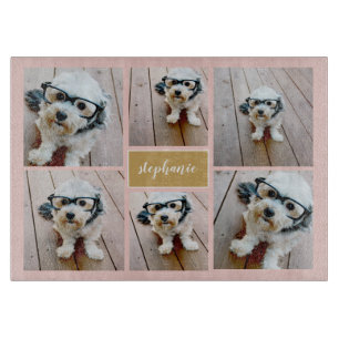 6フォトコラージュ名ミニマル – カラー編集可能 カッティングボード