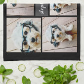 6フォトコラージュ名ミニマル – カラー編集可能 キッチンタオル (折り畳み)