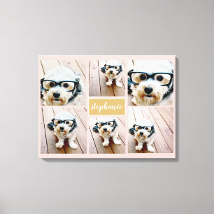 6フォトコラージュ名ミニマル – カラー編集可能 キャンバスプリント