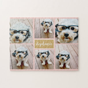 6フォトコラージュ名ミニマル – カラー編集可能 ジグソーパズル