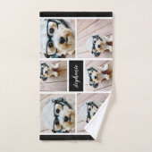 6フォトコラージュ名ミニマル – カラー編集可能 ハンドタオル (ハンドタオル)