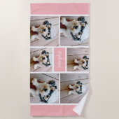 6フォトコラージュ名ミニマル – カラー編集可能 ビーチタオル (正面)