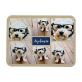 6フォトコラージュ名ミニマル – カラー編集可能 マグネット (横)