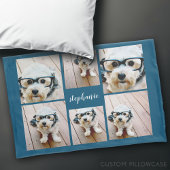 6フォトコラージュ名ミニマル – カラー編集可能 枕カバー