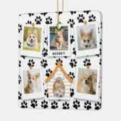6フォトコラージュ名前を追加ドッグハウスポープリント セラミックオーナメント (左)