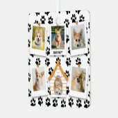 6フォトコラージュ名前を追加ドッグハウスポープリント メタルオーナメント (正面左)