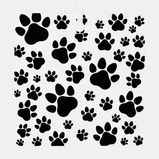 6フォトコラージュ名前を追加ドッグハウスポープリント メタルオーナメント (裏面)