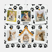 6フォトコラージュ名前を追加ドッグハウスポープリント メタルオーナメント (正面)